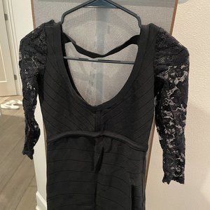 bebe black dress lace size xs